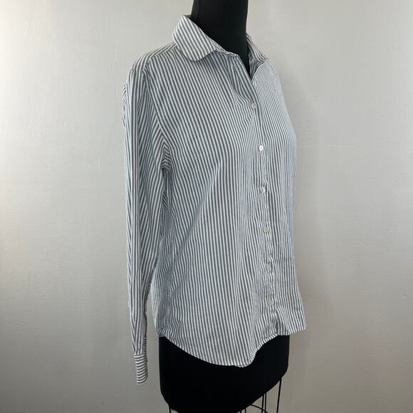 Weekend Max Mara Blue White Shirt Striped Collared Long Sleeve Formal Button-Up - Picture 3 of 6